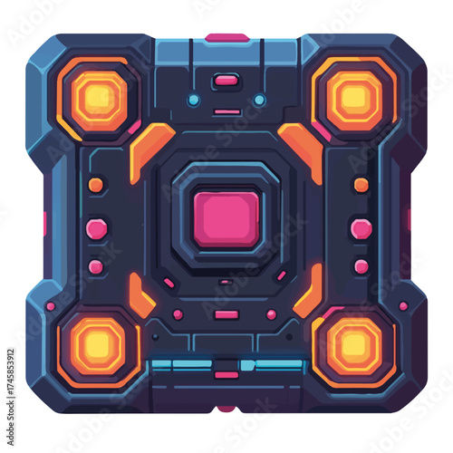 Vektorgrafik zum Thema: 80s, neon, tabletop, rpg, space, sci-fi, science, fiction, retro, pop, spielfeld, vector, grafik, alien, weltraum, weltraumabenteuer,