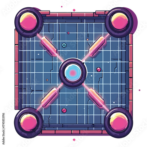 Vektorgrafik zum Thema: 80s, neon, tabletop, rpg, space, sci-fi, science, fiction, retro, pop, spielfeld, vector, grafik, alien, weltraum, weltraumabenteuer,