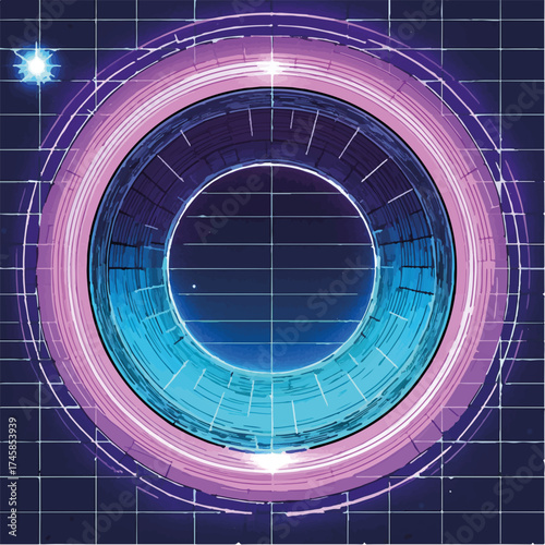 Vektorgrafik zum Thema: 80s, neon, tabletop, rpg, space, sci-fi, science, fiction, retro, pop, spielfeld, vector, grafik, alien, weltraum, weltraumabenteuer,