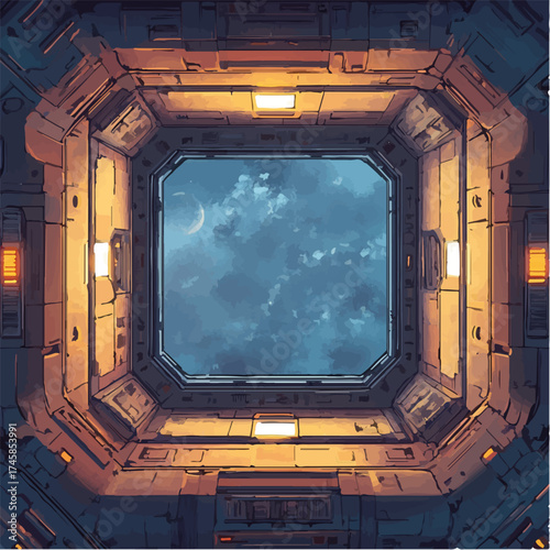 Vektorgrafik zum Thema: 80s, neon, tabletop, rpg, space, sci-fi, science, fiction, retro, pop, spielfeld, vector, grafik, alien, weltraum, weltraumabenteuer,