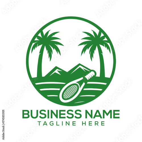  Tennis Racket Beach Resort Sports Vectors Illustrations Logo