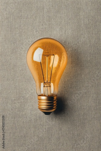 Vintage Edison bulb glows warm light on textured background symbolizing innovation and bright ideas