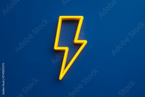 Vibrant yellow lightning bolt graphic glowing against a deep blue background