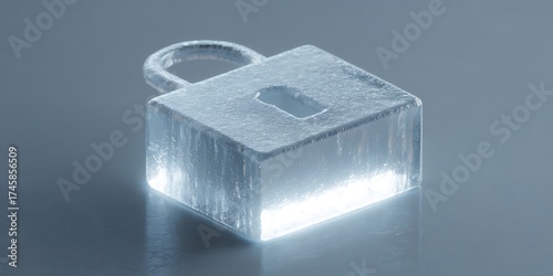 Secure your digital world with this stunning, transparent ice padlock, symbolizing safety.