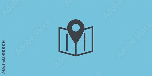 Modern map icon with location pin for navigation and travel planning