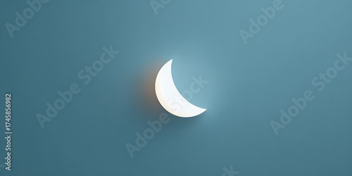 Serene crescent moon glows softly against a calming blue background, evoking peaceful nights