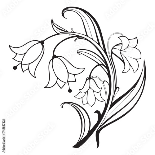 nouveau flower  vector icon outline