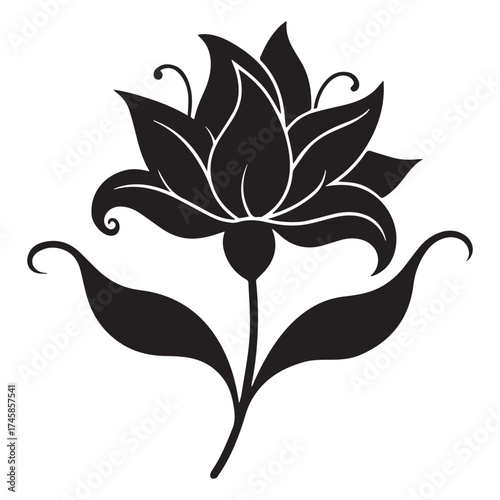 nouveau flower  vector icon outline