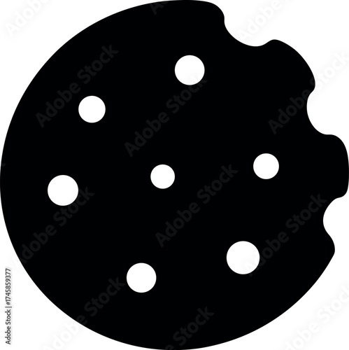 Stylized Cookie Bite Silhouette with Chocolate Chip Detail