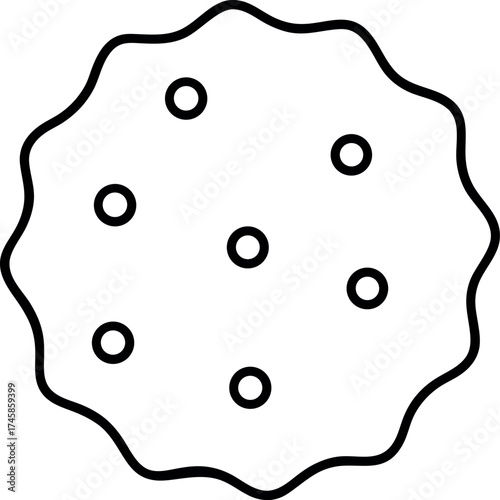 Minimalist Chocolate Chip Cookie Line Drawing Illustration