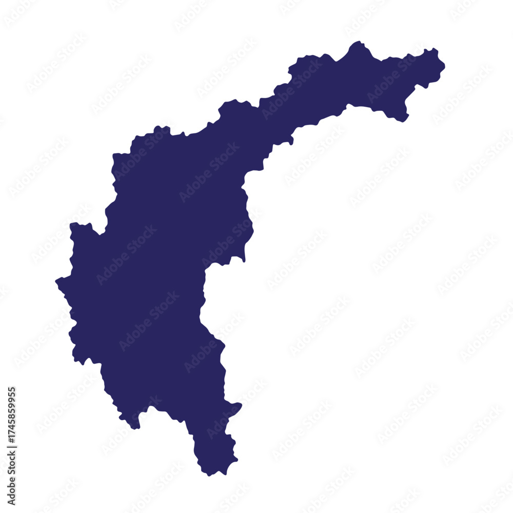 Fototapeta premium Simple dark blue silhouette of slovenia nation shape on white background for design use