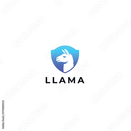 Modern Gradient Llama Logo Design with Shield Emblem