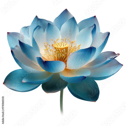 Elegant Blue Lotus Flower Illustration Isolated ontransparent background Design