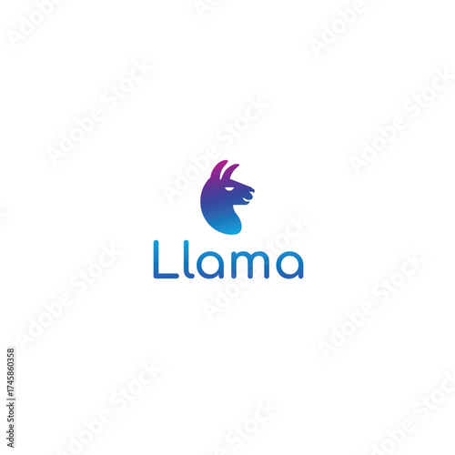 Gradient Llama Head Logo Design