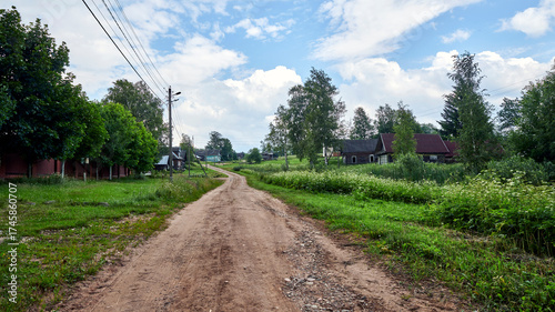 Russia. Gorki village, Tver region. Oktyabrskaya Street