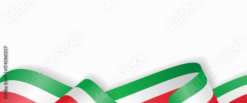 Italian flag stylized wavy ribbon abstract background layout. Vector illustration.