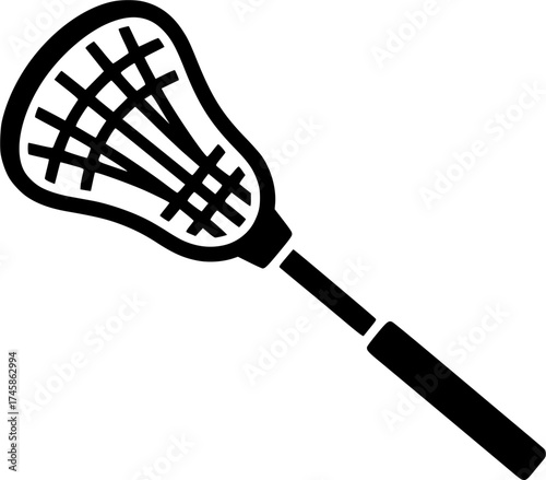 lacrosse stick glyph flat vector icon