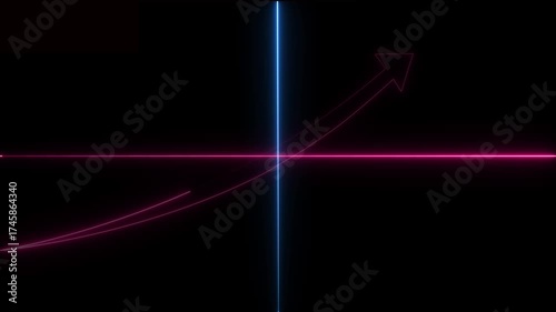 Glowing Animated GDP Growth, Chart for Gross Domestic Product, Financial Growth Graph, Global Economy, National Budgets, Up Arrow, saber effect, Black Background