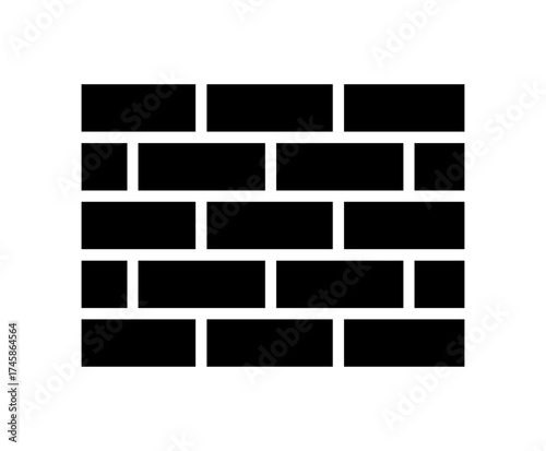 Black rectangular brick arrangement laid in a staggered bond pattern