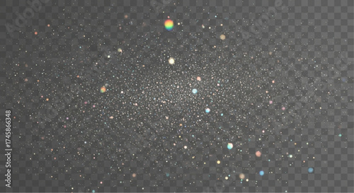 Sparkling particles and shining lights on a clear backdrop, ideal for adding a touch of elegance to any design.  vector illustration