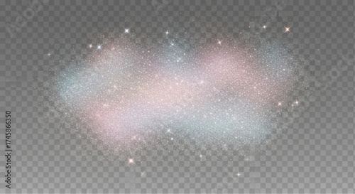 A mesmerizing iridescent cloud of ethereal particles shimmers and sparkles, creating an enchanting visual effect. This image showcases a captivating interplay of light and color.