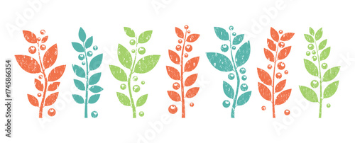 Christmas crayon berry, mistletoe. Winter chalk plant, branch leaf grunge foliage, conifer paint brush icon, sketch decor tree small berry, charcoal set. Xmas pastel fruit. Cartoon vector illustration