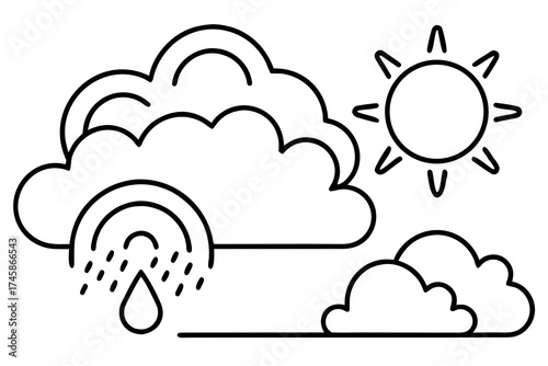 Minimal Weather and Climate Outline Icons Set | Line Art Vector Illustration on White Background