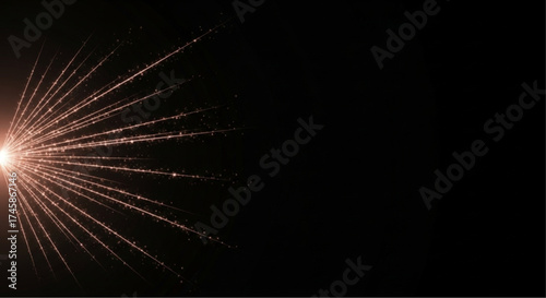 Illuminating cosmic burst emanating from a single point, radiating outward against a vast, deep expanse of darkness, capturing the sheer magnitude of the celestial scene.