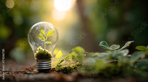 Eco Light - Glowing Bulb with Plant Growing Inside – Green Energy Concept