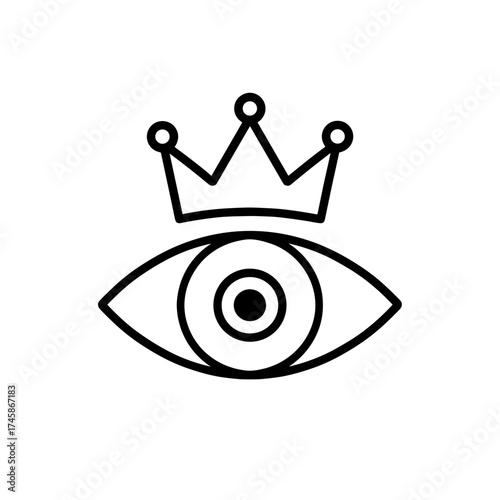 Royal Eye Shape-Based Outline Icon, Monochrome, Transparent Background