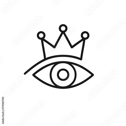 Royal Eye Shape-Based Outline Icon, Monochrome, Transparent Background
