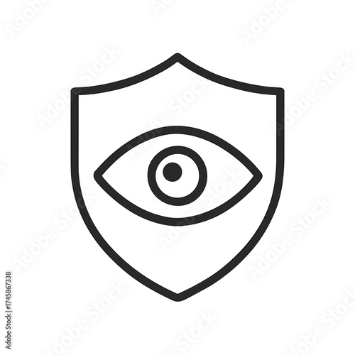 Eye Shield Shape-Based Outline Icon, Monochrome, Transparent Background