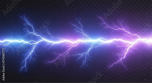 A dynamic display of electric energy, with the captivating presence of vibrant lightning bolts slashing through the darkness. vector illustration