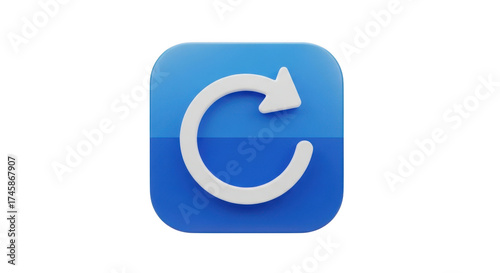 Blue circular arrow icon refresh reload repeat undo action symbol digital interface element
