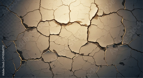 Cracked and weathered texture, the image evokes a sense of age, decay, and the passage of time on a cracked wall, creating an atmosphere of history and texture. vector illustration