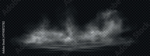 Realistic spooky smoke and fog on water surface.