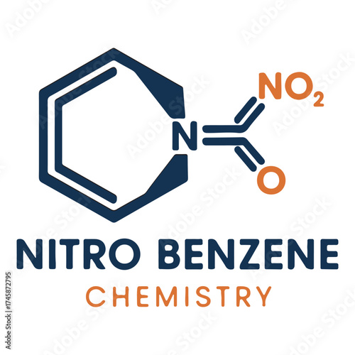 Nitrobenzene Molecule Diagram for Chemistry Education & Science