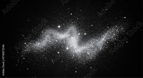 A mesmerizing abstract artwork, with a cosmic nebula-like form on a black canvas, filled with glowing particles, ignites imagination.