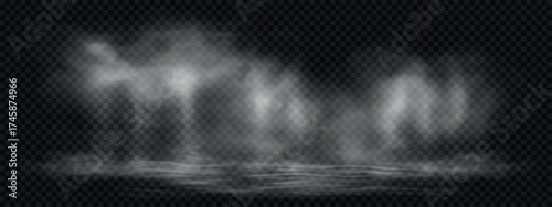 Spooky realistic smoke on water surface.