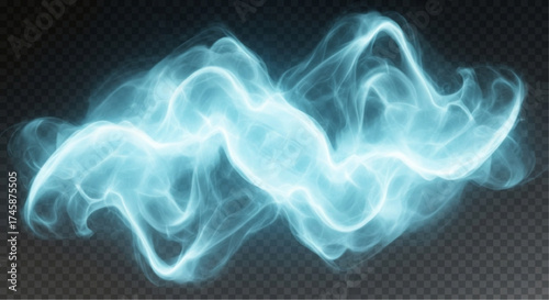 An ethereal and luminous stream of energy, depicted in mesmerizing blue, gracefully swirls and dances against a backdrop of transparency.