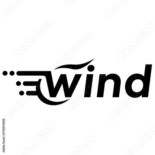 Dynamic black wind typography logo design concept.