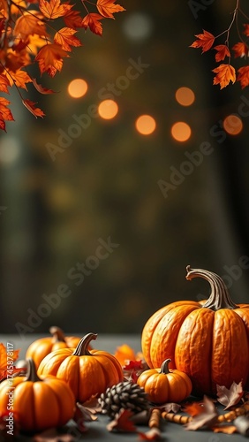Blank mockup for invitation greeting card menu for autumn hollidays halloween thanksgiving in warm w