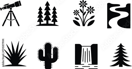 Outdoor Adventure And Nature Themed Graphic Element Collection For Travel Enthusiasts
