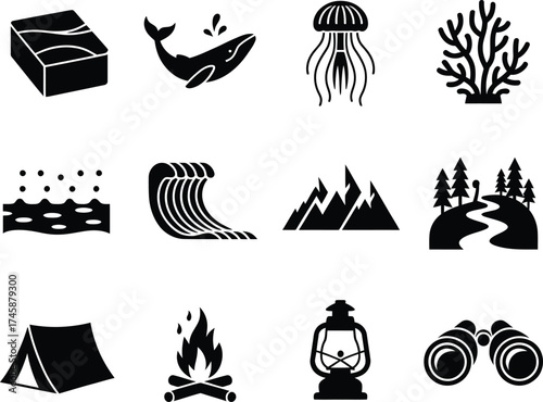 Diverse Nature And Outdoor Adventure Themed Pictorial Representation Collection For Creators