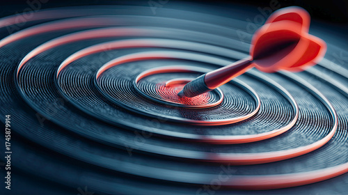 Visualization of wave patterns created by a dart hitting the surface in a tranquil setting
