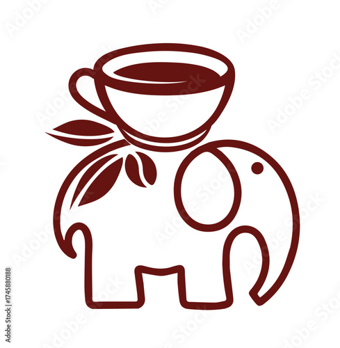 Elegant Tea Elephant Logo — Cup and Leaf Symbol Design