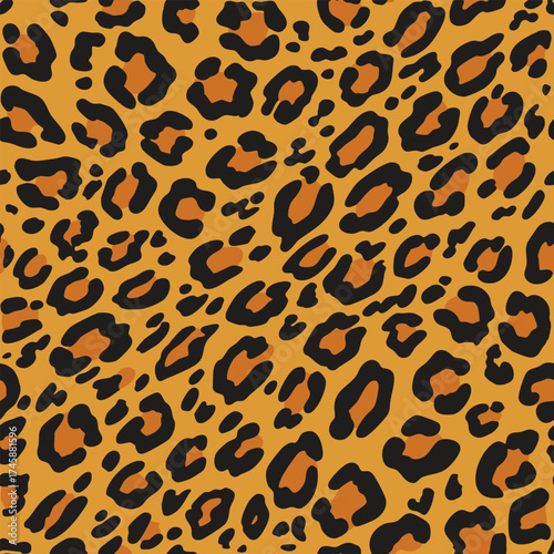Illustration of a black, orange dots on yellow background