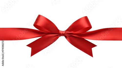 Elegant red fabric ribbon with a soft textured bow, isolated on transparent background — ideal for gift wrapping, luxury packaging, or festive digital designs,red bow isolated on transparent backgroun