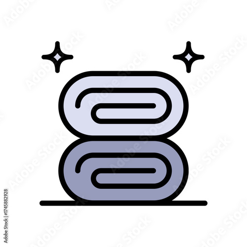 Rolled up spa towels color icon. Healthcare, skincare, wellness symbol. Vector isolated illustration.