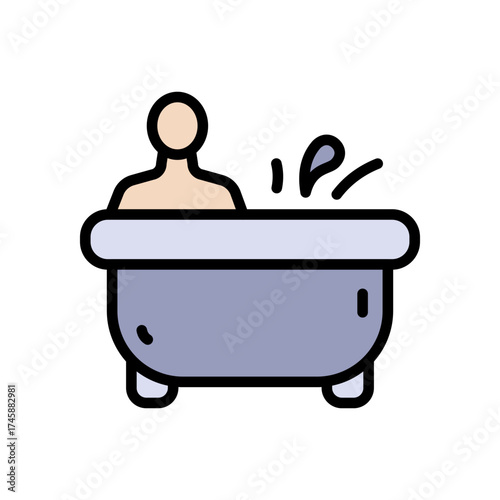 Hydro massage color icon. Spa health. Bath foot. Healthcare, skincare, wellness symbol. Vector isolated illustration.